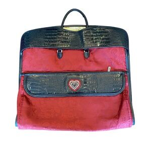Brighton Travel Collection Red Jacquard Black Croc Garment Bag U188232 Heart